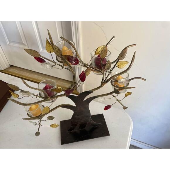 Metal Tree Votive with Candles - Picture 2 of 6